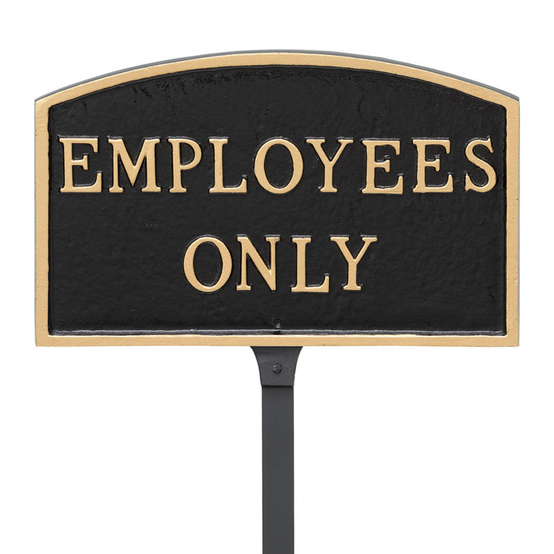 Arch Employees Only Statement Address Plaque, Black/Gold
