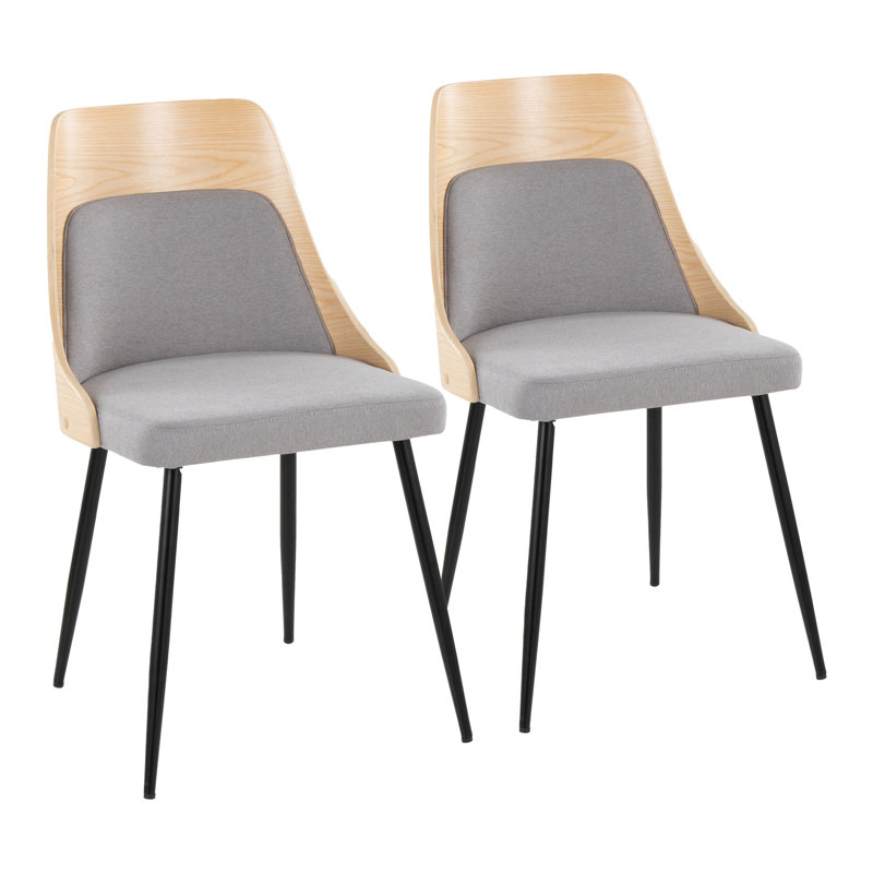 Chaise Anabelle - Pieds fuselés en métal (ensemble de 2), Gris / naturel, Or
