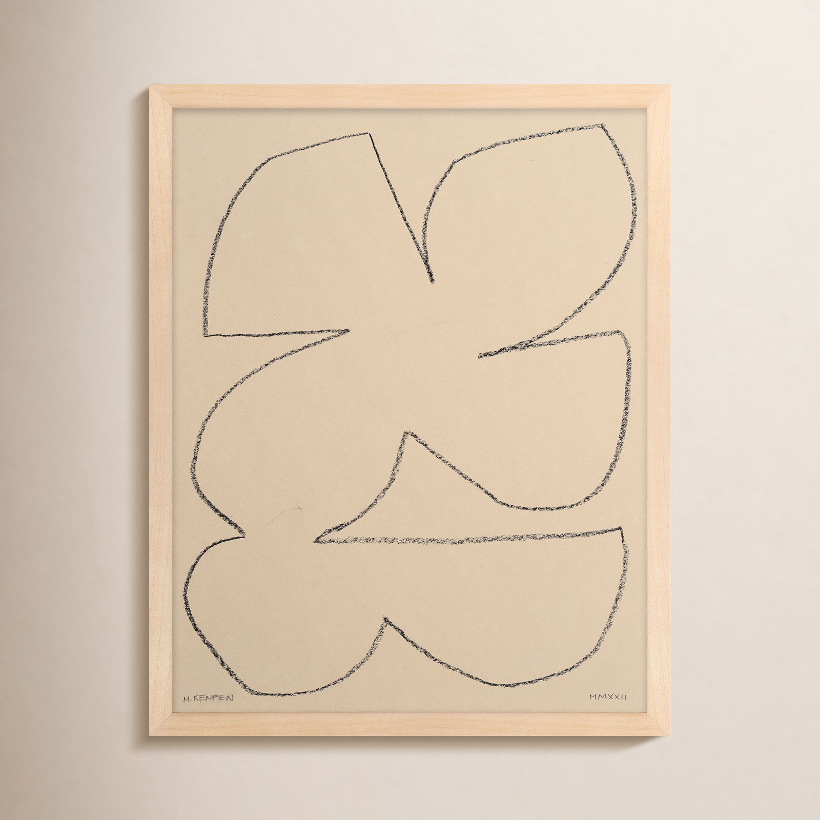 Freya "Outlines 4" Print, 16" W x 20" H, Maple Framed