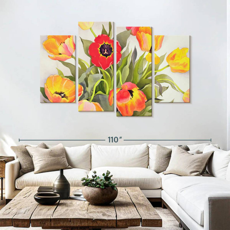 Harnek Orange And Red Tulips, 54'' H x 84'' W