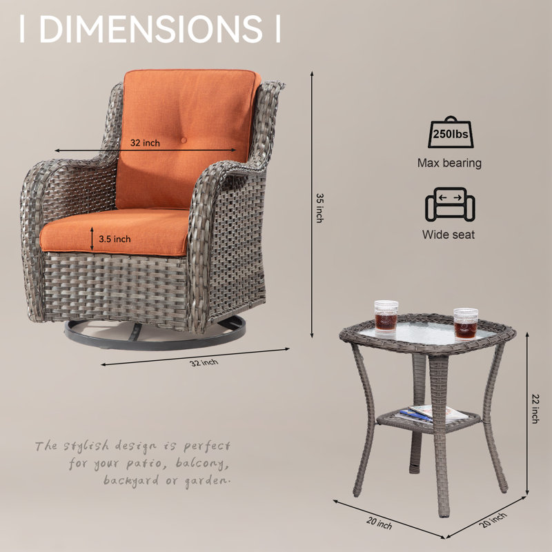 Ensemble de conversation avec coussins Isella, Orange, Brun