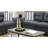Modern 2Pc In Living Room - Charcoal Glossy Polyfiber And With Solid Pine Frame, Plywood Base, Cushion Couch, Back, Strips Pillows, Wood Legs For Area