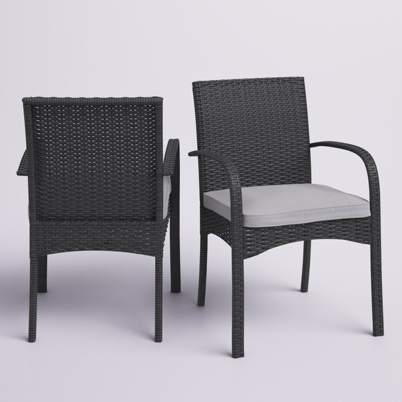 Chaise de patio avec coussin, Gris, 2