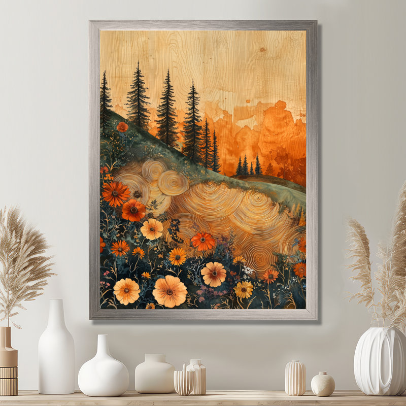 Barnish - impressions sur toile florales, Argent argent, H 32 po x l 24 po, Reproduction encadrée d'une seule photo