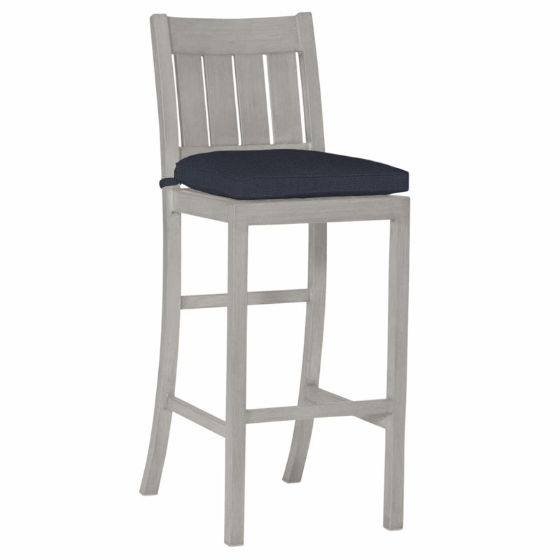 Tabouret de bar Club Wrought, Pas de soudure, Lin marine, Huître