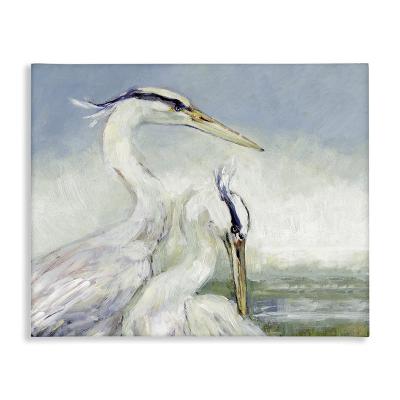«Scenic Beach with Two Egrets», art mural par Susan Winget, H 16 po x l 20 po
