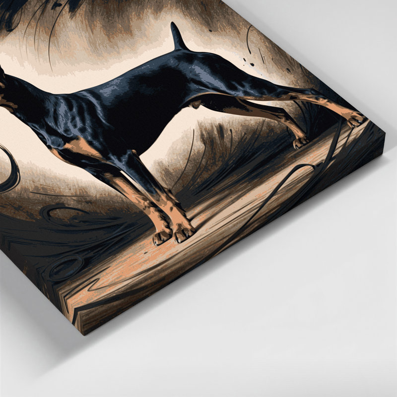«Dogs Doberman Pinscher», art mural sur toile noire, 8" H x 8" W