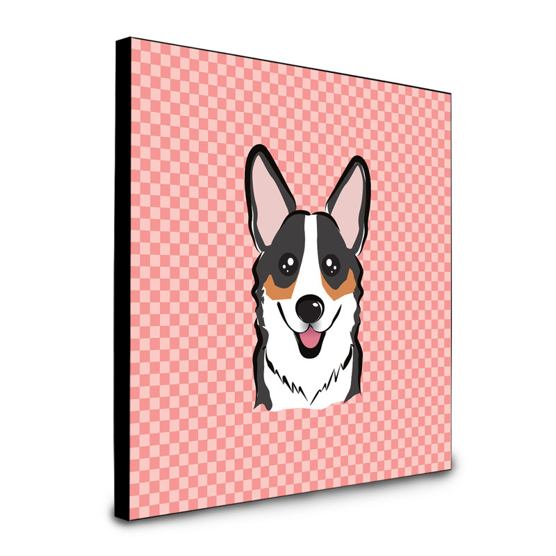 Panneau mural d’art Dungorbery, Rose, Corgi noir