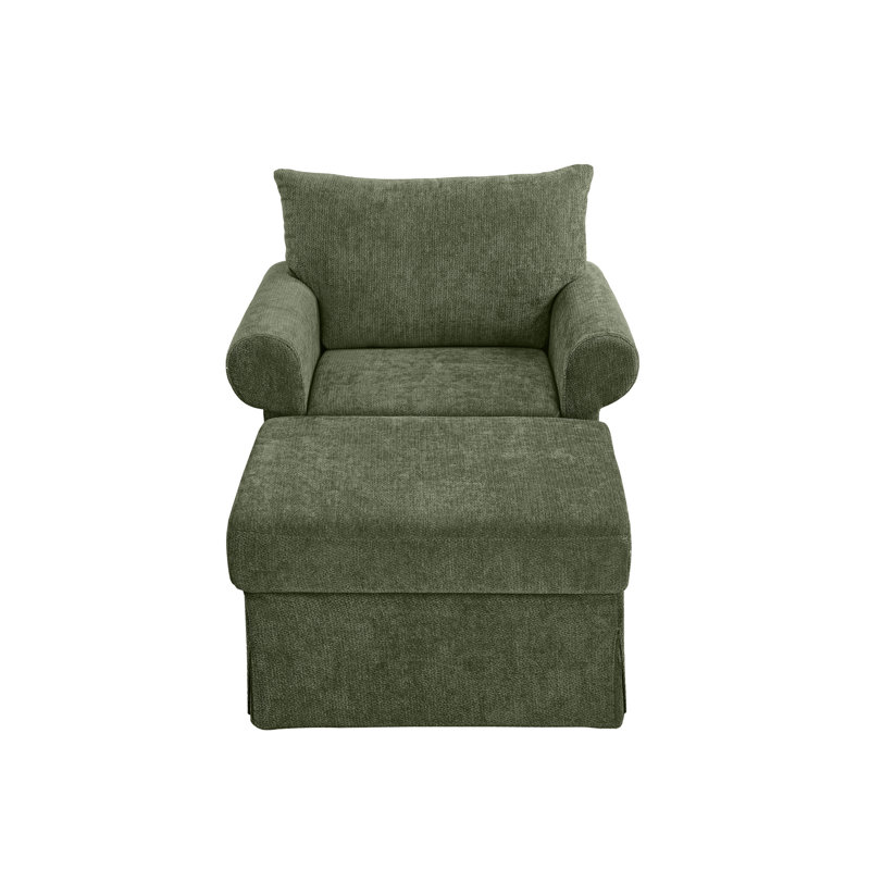 Chaise d'appoint rembourrée avec repose-pieds, Vert