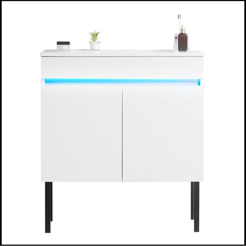 Meuble-lavabo simple avec plateau Robertus, Blanc