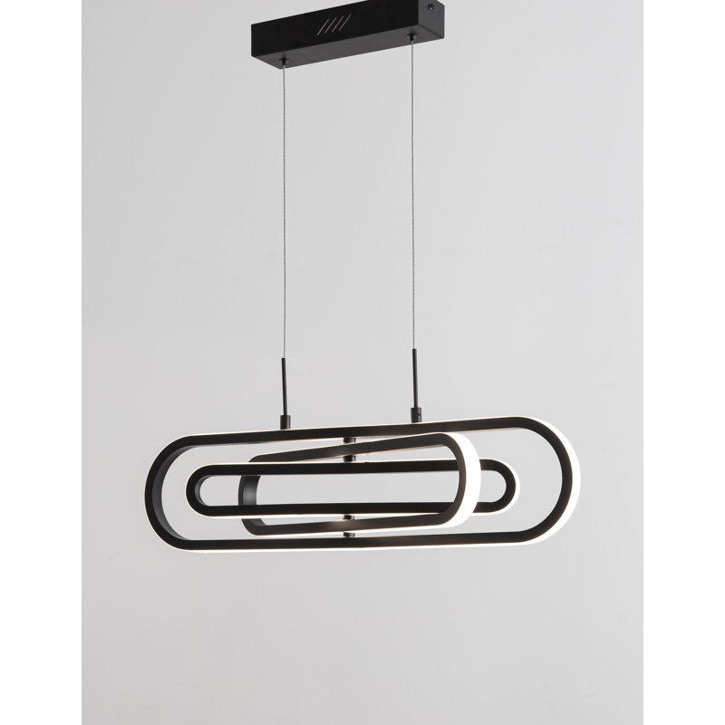 3 - Light LED Geometric Pendant, Black