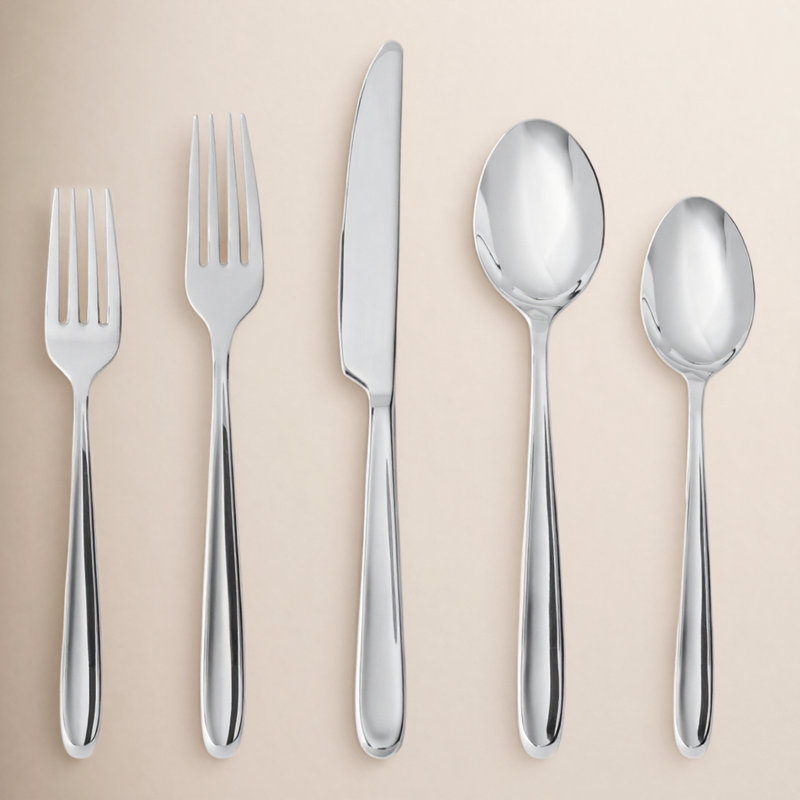 Fortessa Scoop 18/10 Stainless Steel 20 Piece Flatware Set (Service for 4), Silver