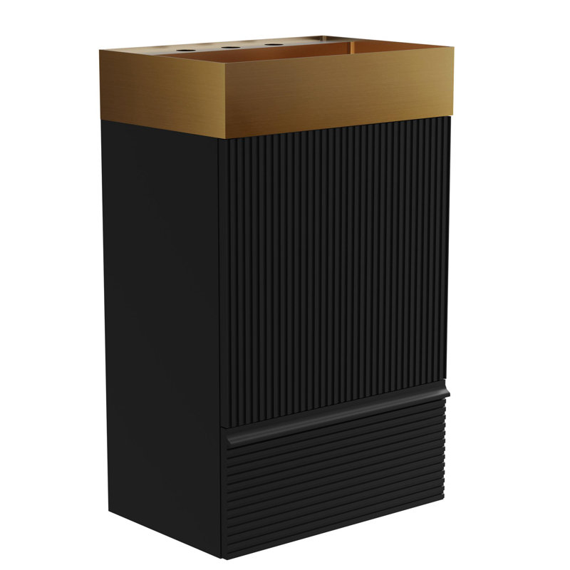 Meuble-lavabo de 20 po avec lavabo en acier inoxydable, Noir