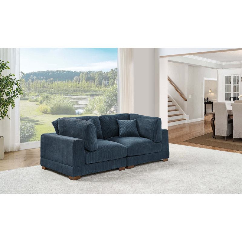 Annalissa 80'' Corduroy Loveseat, Dark Blue