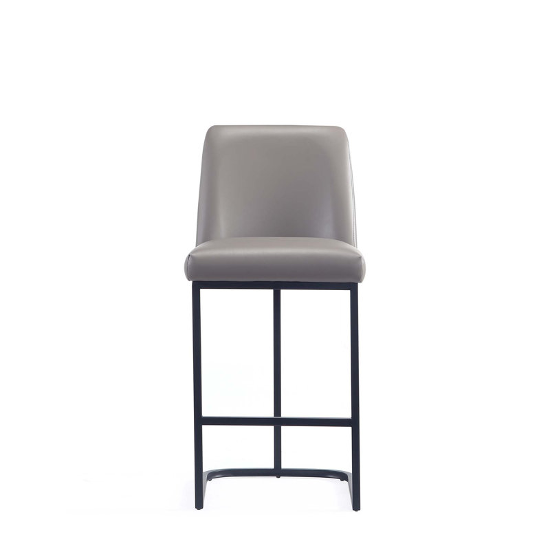 Serena Modern Vegan Leather Upholstered Metal Counter Stool in Taupe, Gray, Counter Stool (26.37" Seat Height)