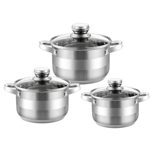 HAUS ROLAND 2.95 Quarts Stainless Steel Soup Pot (Set of 3)