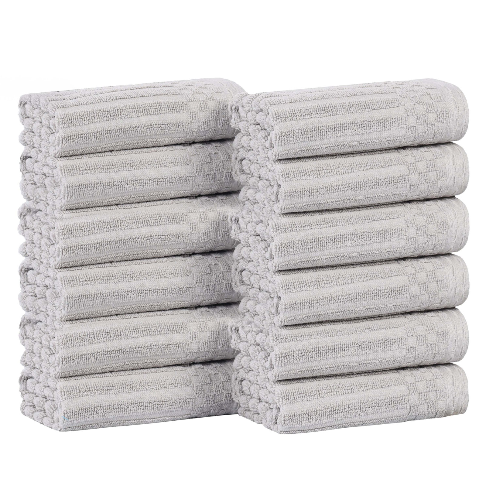 Juras Ribbed Cotton Washcloth Set, Silver