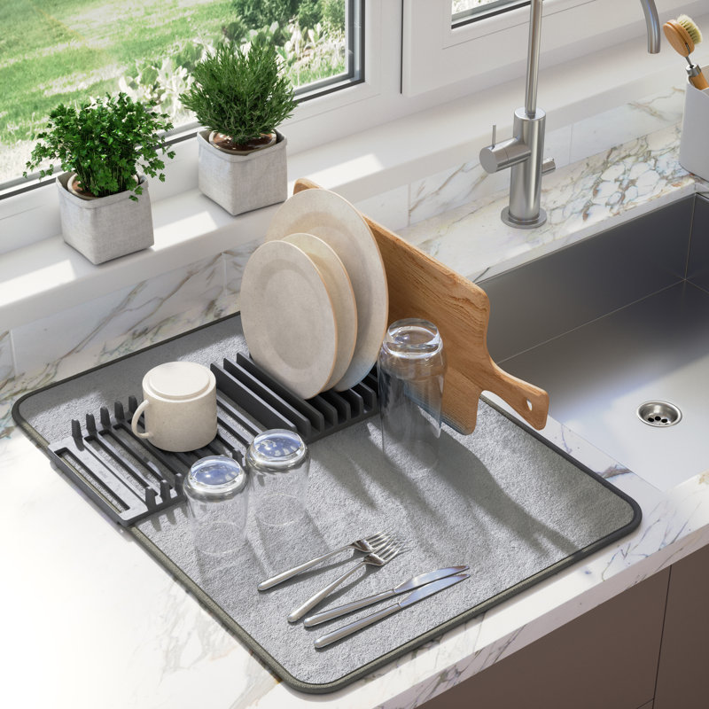 Égouttoir à vaisselle pliable pour comptoir Udry, Gris anthracite