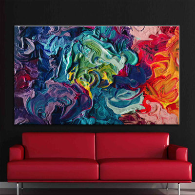 Modern Abstract Art Oil Painting Print on Vibrant Multi-Colored Canvas Perfect Contemporary Home Decor Gift