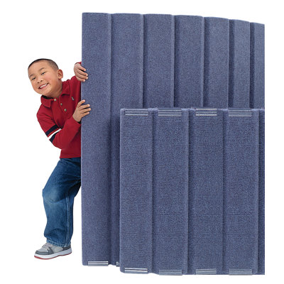 Angeles 30" x 120' Quiet Divider With Sound Dampening Panels, Freestanding Room Divider Wall, Slate Blue