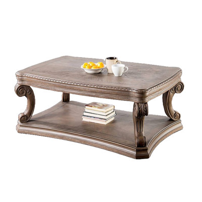 Olane Coffee Table, Weathered Oak Brown Wood, Rustic Farmhouse 52 Inch