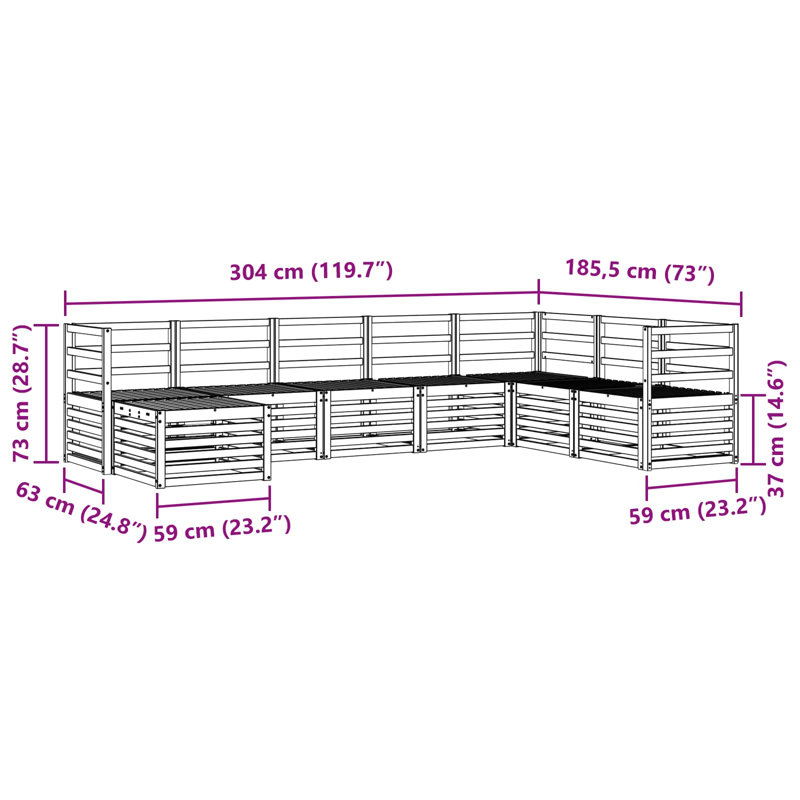 304cm Wide Patio Sectional Set