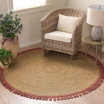 Latte de bambou tressée en fibre naturelle / ruppie maritime; Tapis d'intérieur en coton sans motif