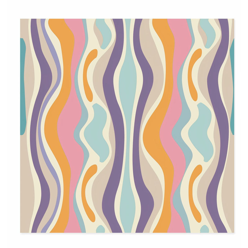 Abstract Retro Groovy 70s Pattern XVI Retro Unframed Art Print, 10" H x 10" W