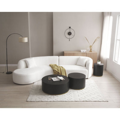 Modern Sofa Luxury Style Living Room Upholstery Curved Sofa with Chaise 2-Piece Set, Left Hand Facing Sectional, Boucle Couch,