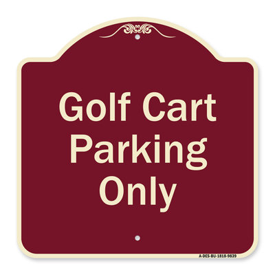 Enseigne Signmission Designer Series - Stationnement pour voiturette de golf seulement | Enseigne architecturale noire et dorée en aluminium épais 18 po x 18 po | Protégez votre entreprise et votre commune | Fabriqué aux États-Unis