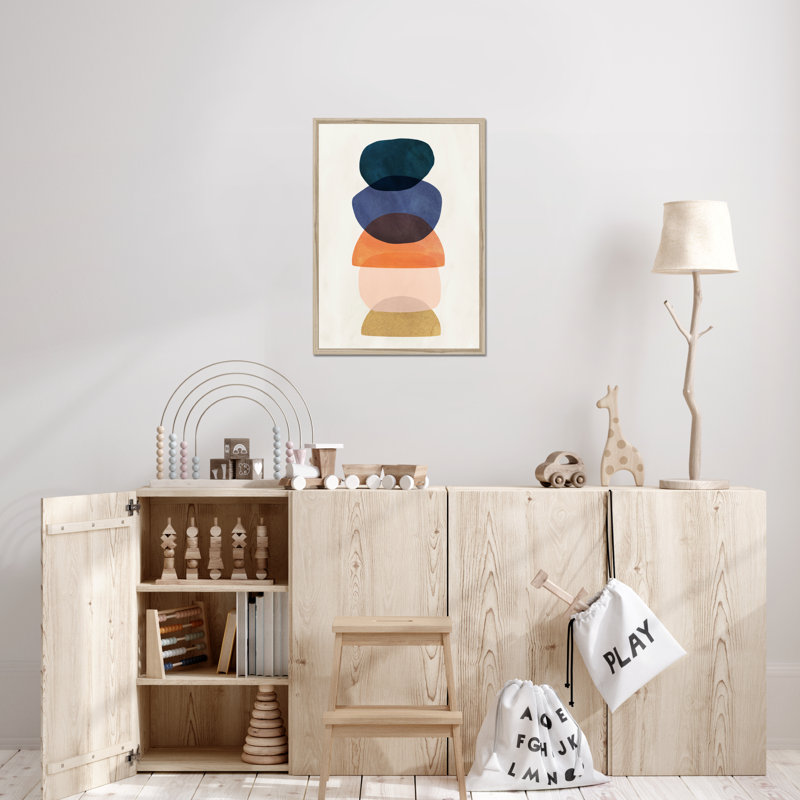 Mod Pods I by Victoria Borges - Painting, 80cm H x 55cm W x 2.3cm D, Natural Wood Framed Paper Print