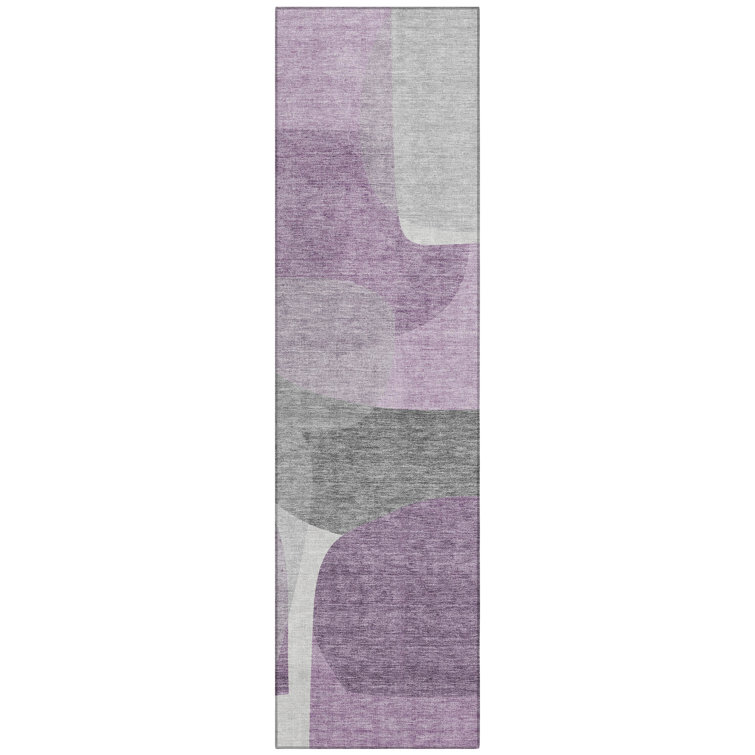 Machine Washable Indoor/Outdoor Xhevrie Purple Rug