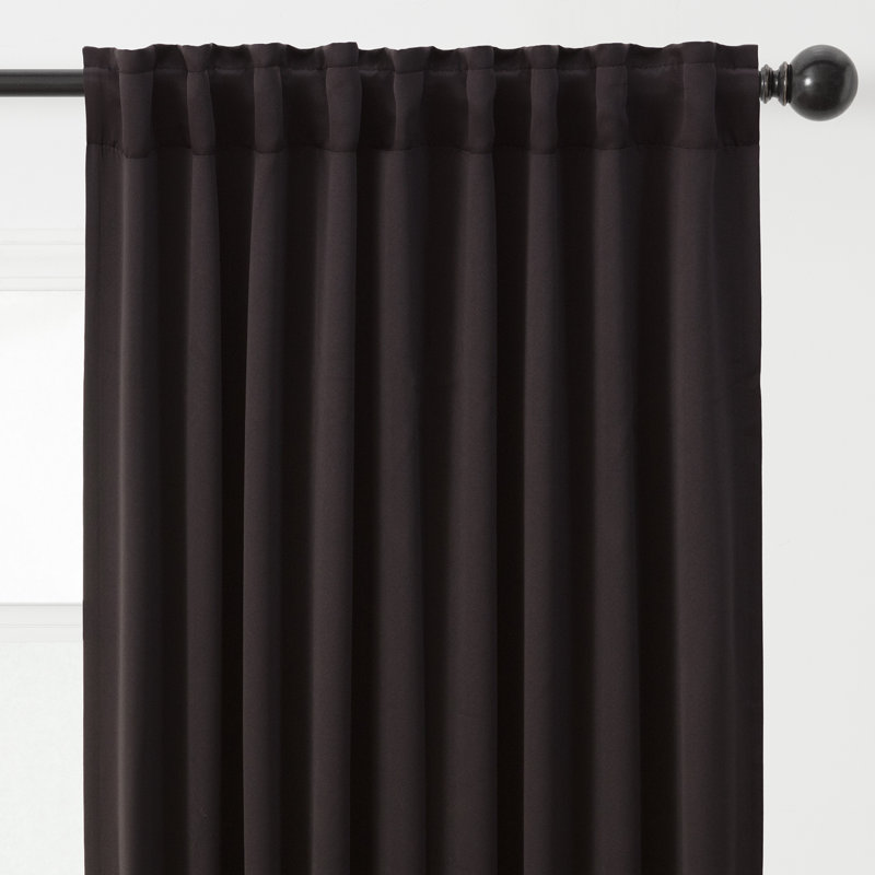 Mong 2-Panel Solid Contemporary Blackout Curtains - 3-In-1 Back Tab, Rod Pocket, Ring Tab, Black, 52" W x 96" L