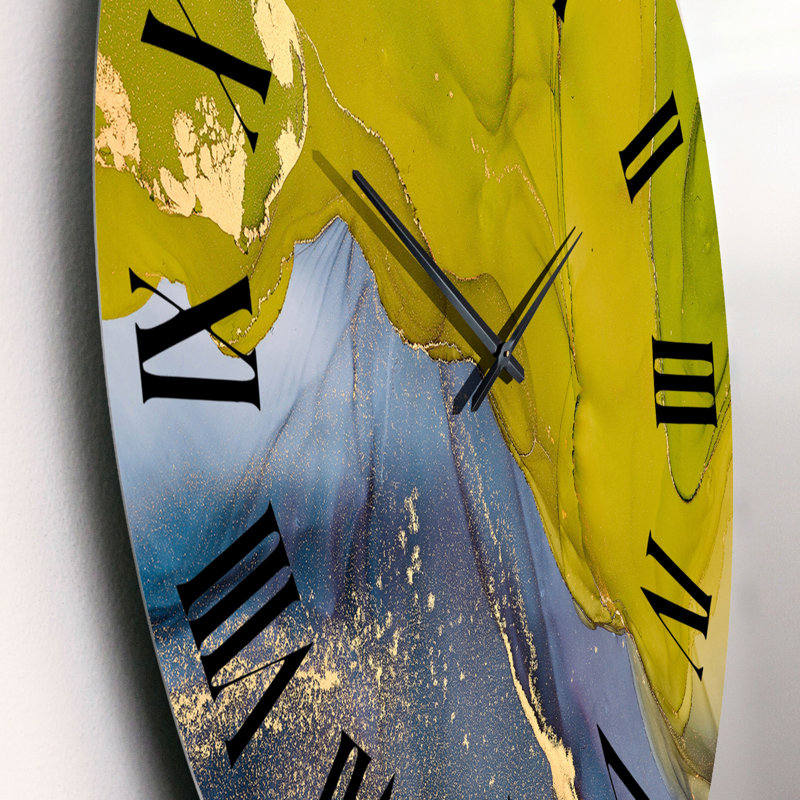 Horloge murale moderne verte et bleue, Petit