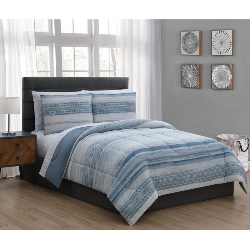Ensemble d'édredon en microfibre 5 pièces , Édredon simple + 4 pièces supplémentaires, Bleu