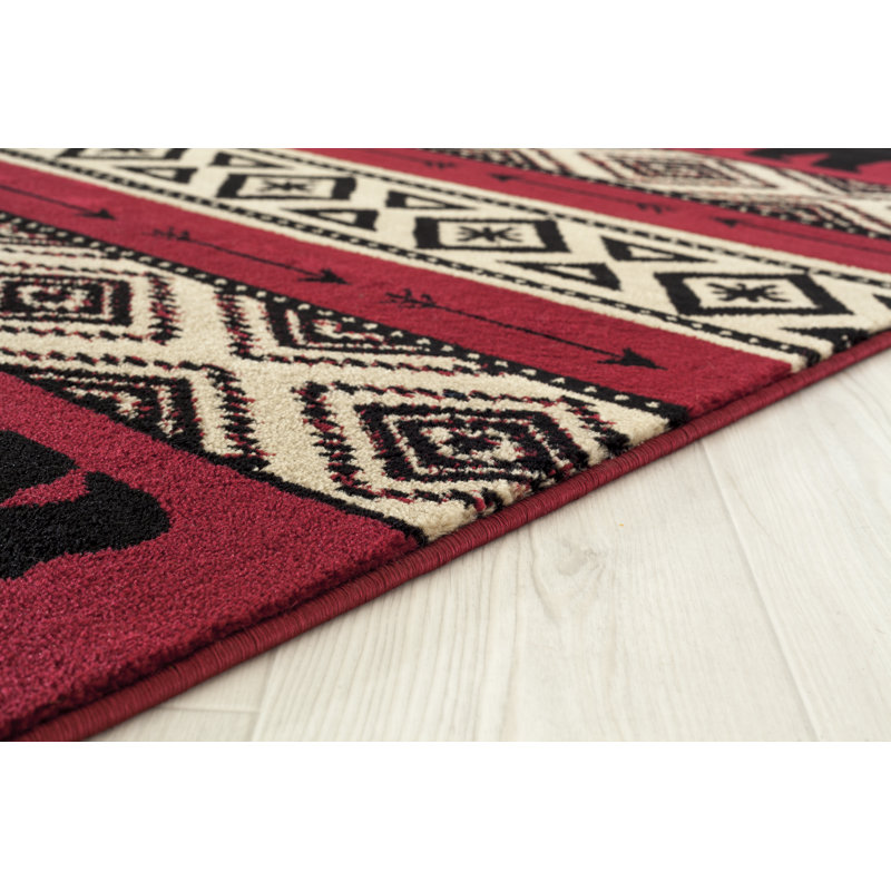 Tapis rouge / beige / noir Pippen Southwestern, Rectangle 1 pi 10 po x 3 pi