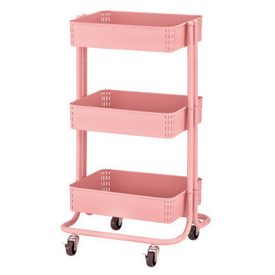 ECR4Kids 3-Tier Metal Rolling Utility Cart, Multipurpose Storage -  ELR-3043-PK