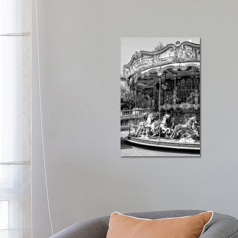 Black Montmartre Series - Paris Merry-Go-Round by Philippe Hugonnard - Wrapped Canvas Print