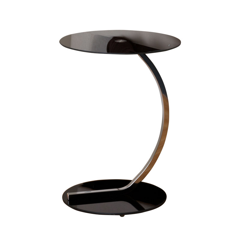 Alexandrina Glass Top Abstract End Table, Black