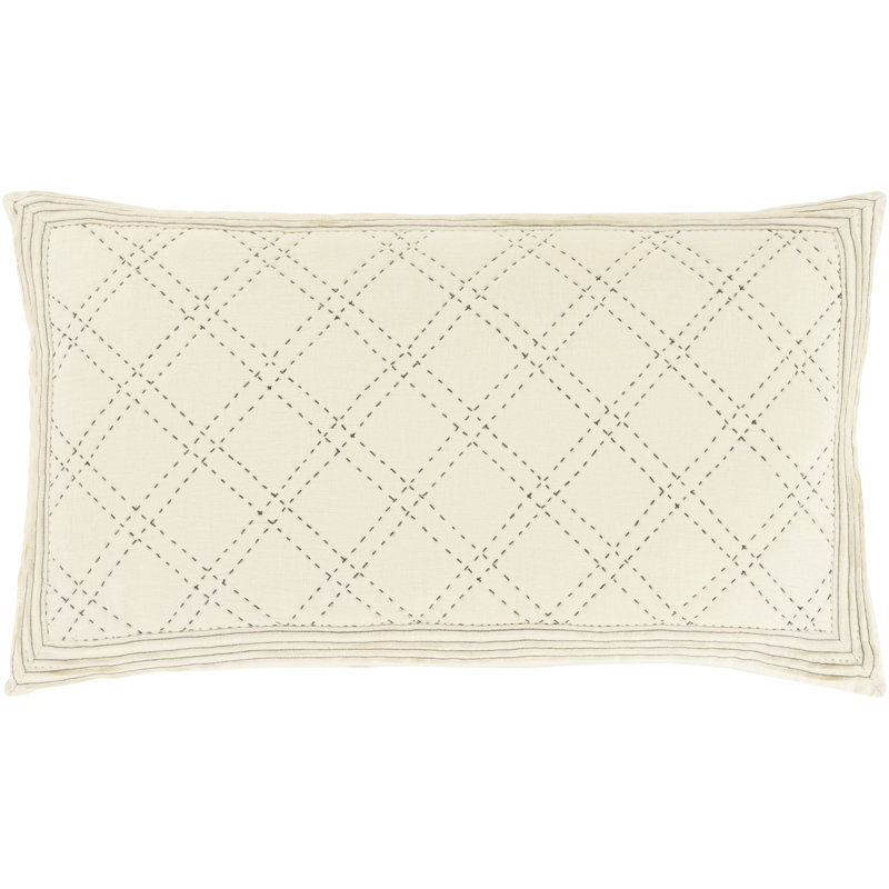 Kojo Traditional 100% Linen Quilt, Full/Queen, Cream/Charcoal