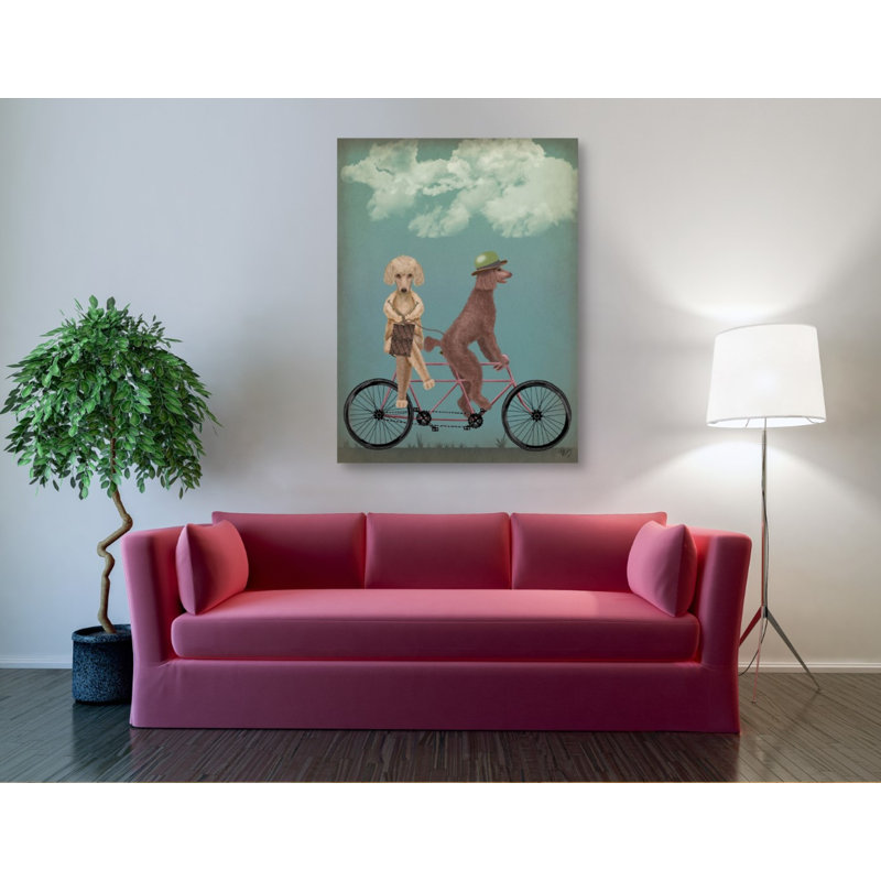 «Poodle Tandem» par Fab Funky - impression sur toile tendue, H 54 po x l 40 po x P 1,5 po