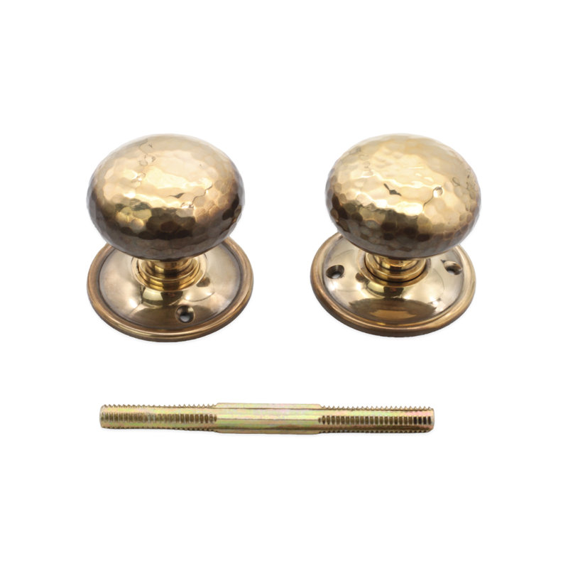 Hammered Cottage Large Rim/Mortice Door Knob Aged Brass