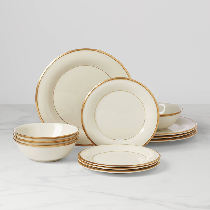 Lenox Solitaire 12-Piece Dinnerware Set, Gold