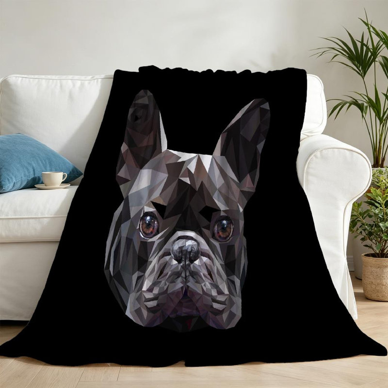 Jeté en molleton noir ultra doux, imprimé animal mignon, Throw 50" x 60"