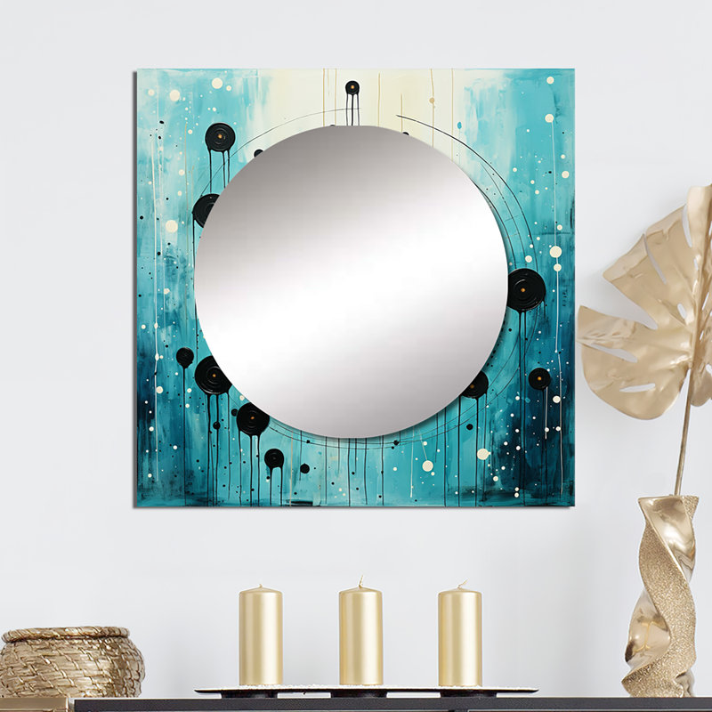 Rabassa - Miroir carré à collage abstrait, 29 po x 29 po