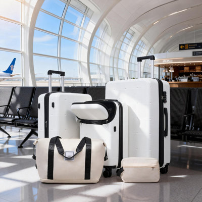 5-Piece Hardside Luggage Set with 20IN Half-Opening Carry-On & Expandable 24IN 28IN Suitcases USB Port Double Spinner Wheels TSA Lock for Family Travel