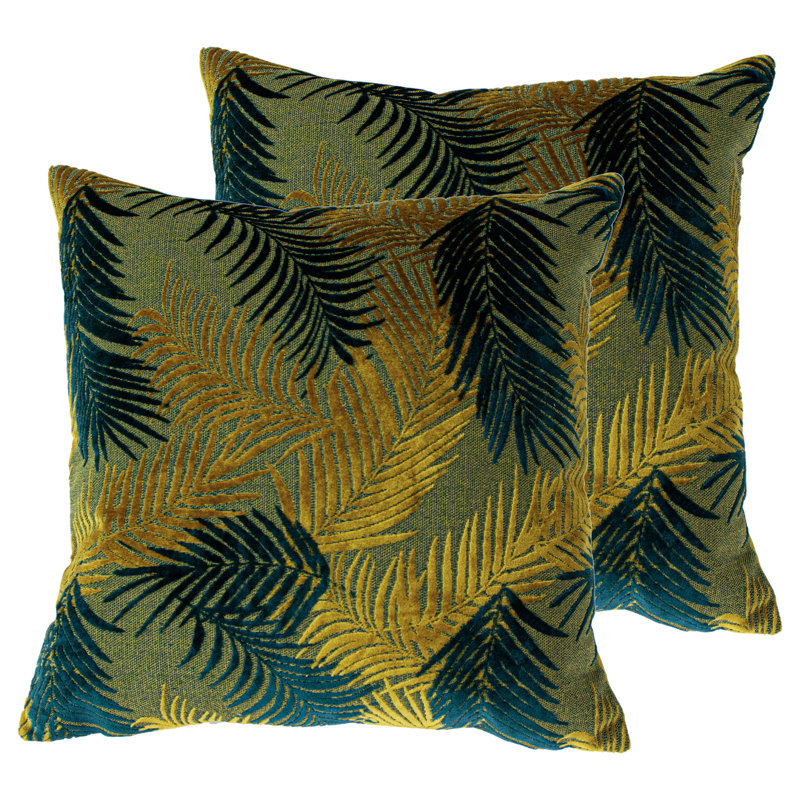 Floral Square Scatter Cushion, Gold/Teal