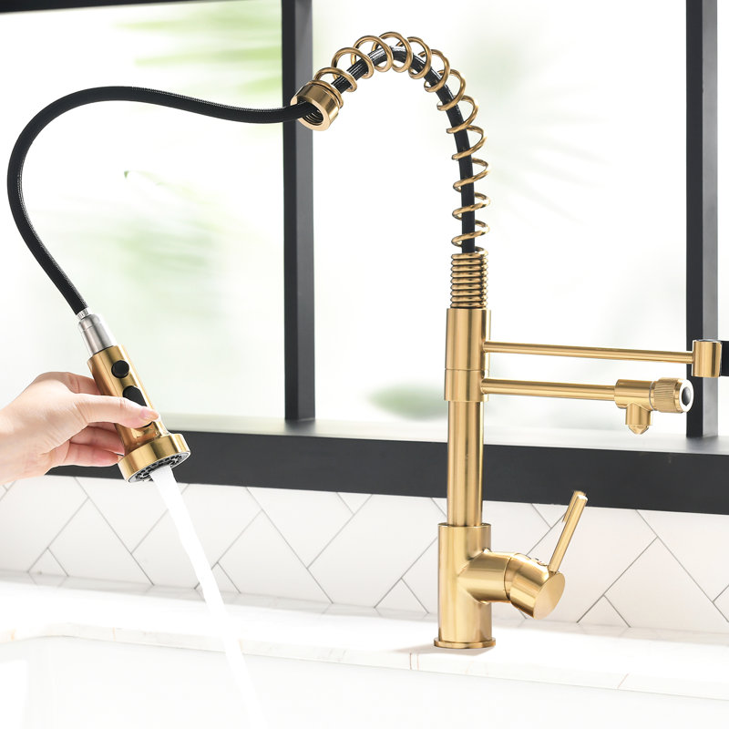 Robinet rétractable d'évier de cuisine à filtre à eau, buse de purificateur, or noir et nickel, caractère d'alimentation séparé pour le robinet, résistance indépendante du robinet d'eau froide au ternissement