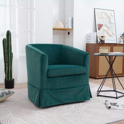 Chaise avec accoudoirs pivotante à 360 degrés de 27 po en bois massif vert sauge