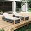 Chaise longue d'extérieur en bois non rembourrée réglable de 2 avec corde grise, fer naturel et corde d'inclinaison à positions multiples pour le patio